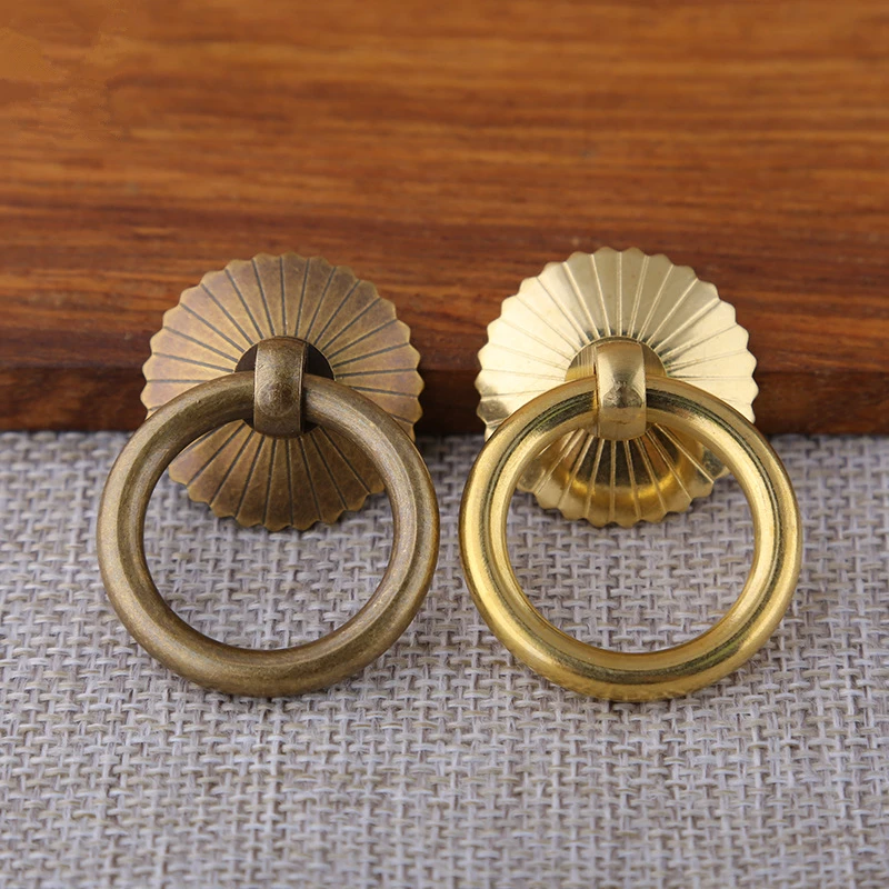 Drawer Pull Gold - Vintage Brass Cabinet Ring Knobs Pulls