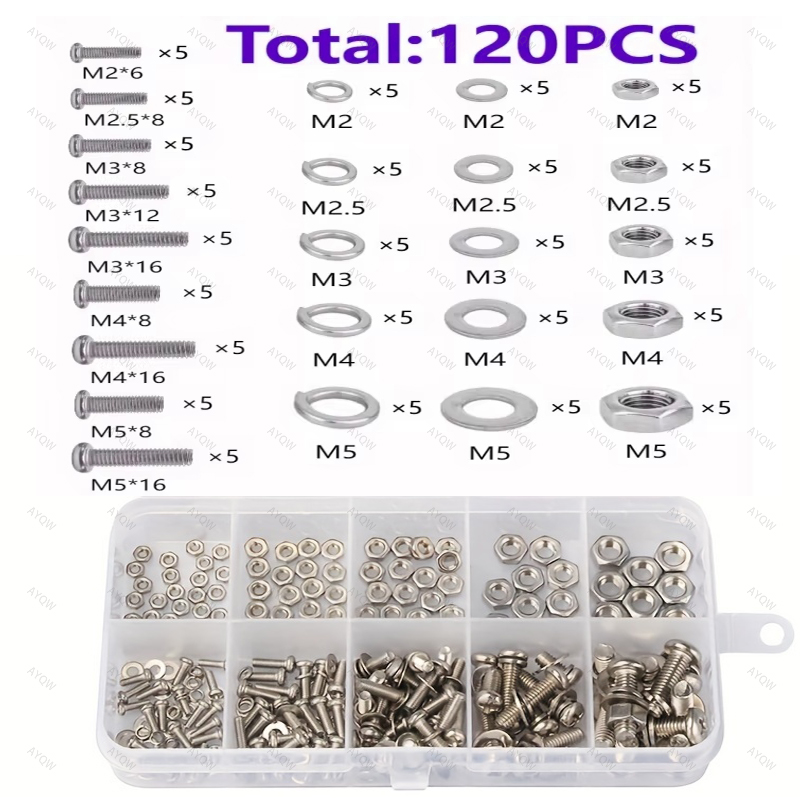 120/320-Piece Hex Nut and Bolt - Furniture Hardware Fasteners 리뷰 및 가격