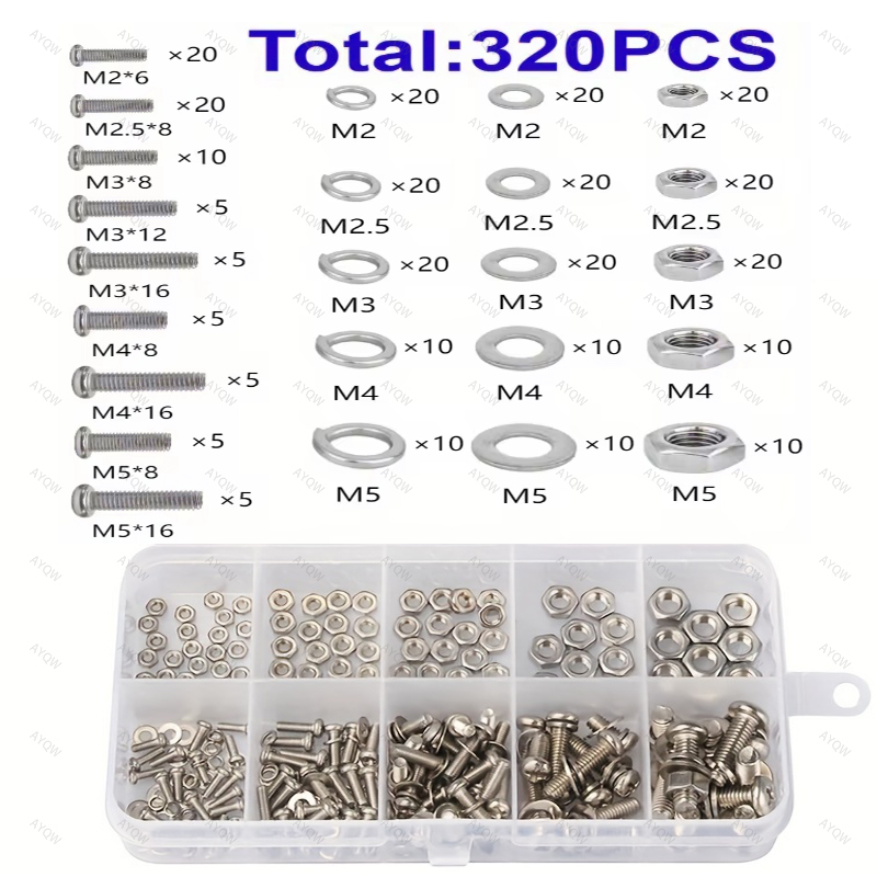120/320-Piece Hex Nut and Bolt - Furniture Hardware Fasteners 리뷰 및 가격