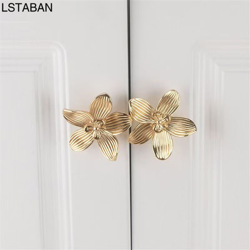 Flower Shape Solid Gold Kitche - Drawer Pull Gold 리뷰 및 가격