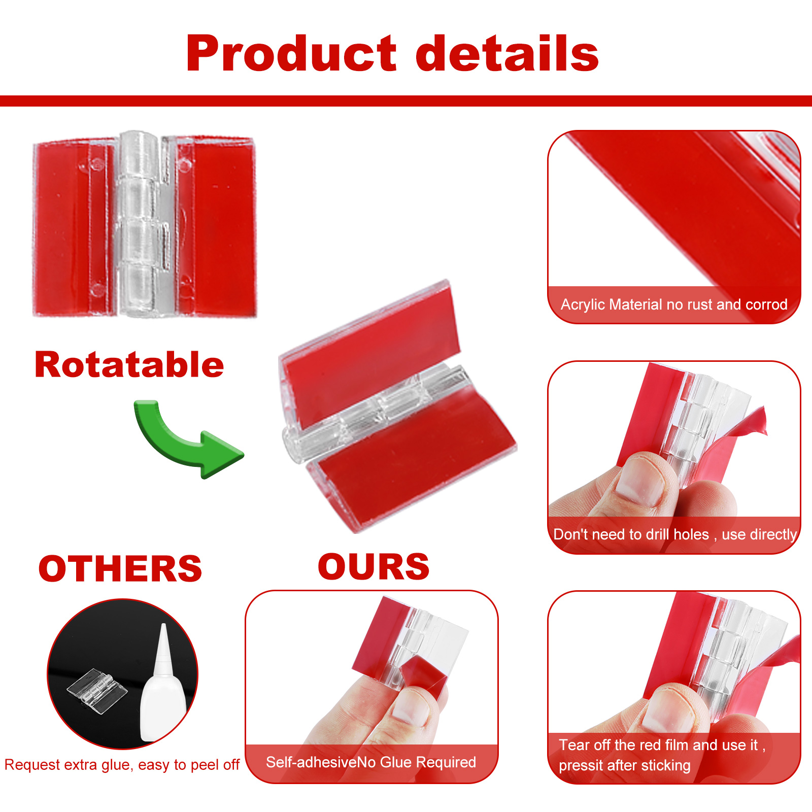 10/20Pcs Folding Hinges Acryli - Furniture Hardware Hinges 리뷰 및 가격