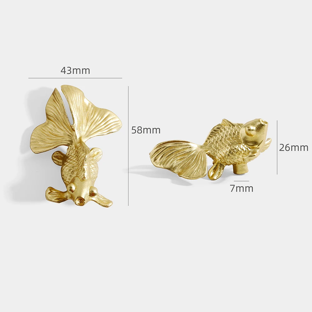 1pc Goldfish Knob Solid Brass  - Unique Furniture Hardware Pulls 리뷰 및 가격