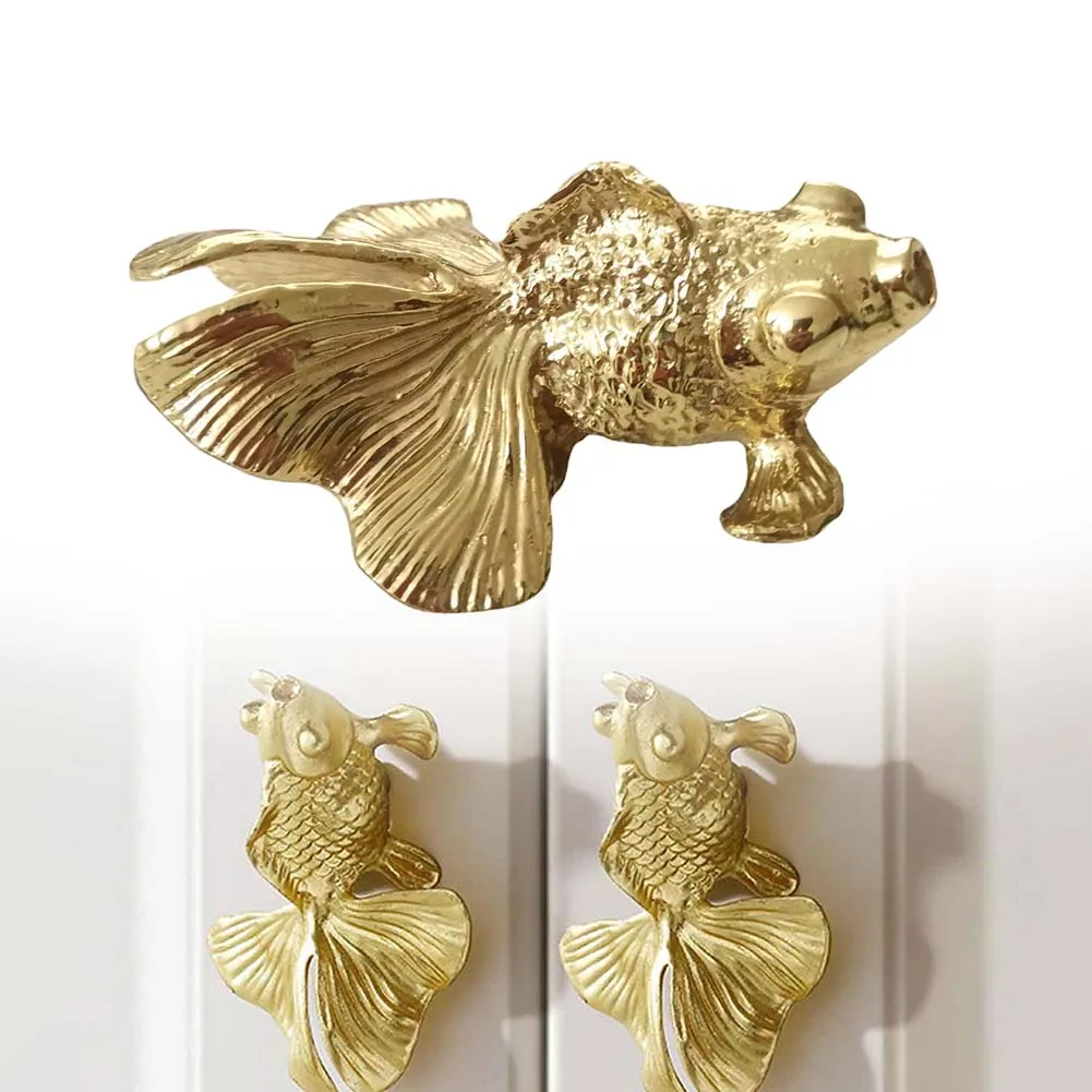1pc Goldfish Knob Solid Brass  - Unique Furniture Hardware Pulls 리뷰 및 가격