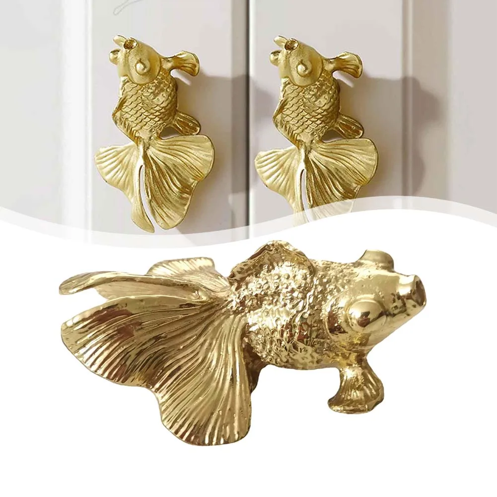 1pc Goldfish Knob Solid Brass  - Unique Furniture Hardware Pulls 리뷰 및 가격